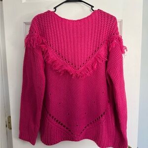 Pink Fringed Women's Sweater